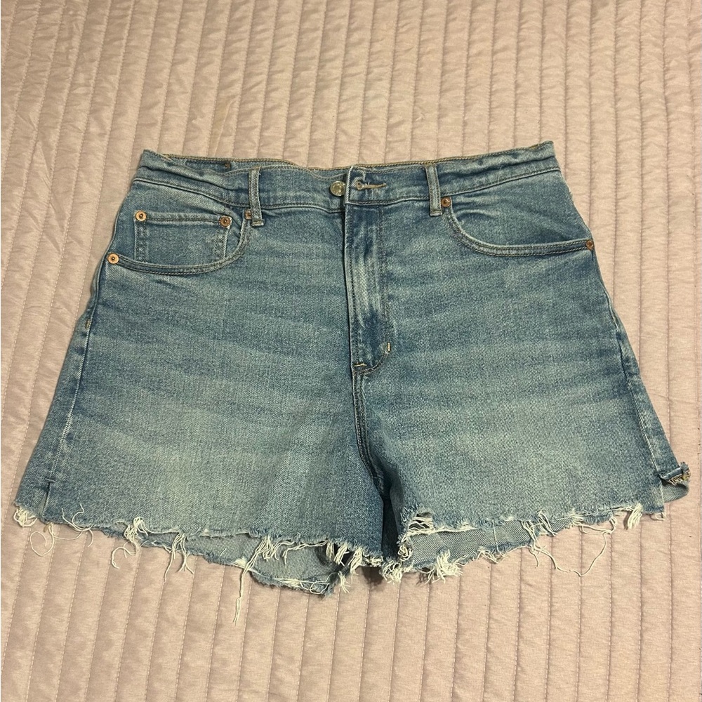 American Eagle Outfitters Blue Frayed Jean Shorts